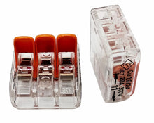 Laden Sie das Bild in den Galerie-Viewer, 10x kleine Wago 221 Klemmen mit Hebeln, max Kabel Ø 4 mm², 3 Leiter; 450V, 32A – von WAGO | Werkzeughandel - Feldmann