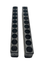 Laden Sie das Bild in den Galerie-Viewer, 2x 10 Loch Kunststoff Bithalter schwarz leer Aufnahme Organizer Sechskant 1/4HEX , seitlich – von Kraftfeld | Werkzeughandel - Feldmann