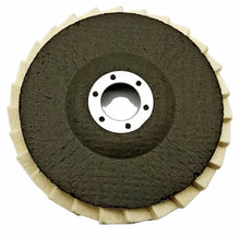 Laden Sie das Bild in den Galerie-Viewer, Rückseite. Filz Lamellenscheibe 125 mm Polierscheibe Metall Edelstahl von Kraftfeld