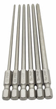 Laden Sie das Bild in den Galerie-Viewer, 6 teiliges Bit Set S2 Stahl 150mm lang , von vorne, von Kraftfeld, Werkzeughandel Feldmann