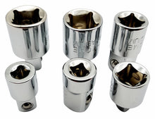 Laden Sie das Bild in den Galerie-Viewer, 6x Ratschen Adapter Set Chrom - von hinten Vanadium 1/4", 3/8", 1/2" Zoll Reduzierung f. Nuss – von Kraftfeld | Werkzeughandel - Feldmann