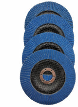 Laden Sie das Bild in den Galerie-Viewer, 2x Fächerscheibe 125 mm Korn 40–120 Zirkonkorund konisch für Winkelschleifer 22,23