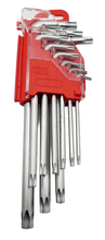 Laden Sie das Bild in den Galerie-Viewer, 9tlg L - Profil CRV Stahl TX Torx Schraubendreher Set T von vorne – von Kraftfeld | Werkzeughandel - Feldmann