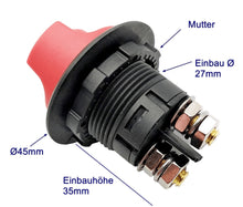 Laden Sie das Bild in den Galerie-Viewer, Batterietrennschalter NOT Drehschalter Ein Aus bis DC 32 V, 100A LKW Auto Schiff , Details – von Kraftfeld | Werkzeughandel - Feldmann