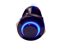 Laden Sie das Bild in den Galerie-Viewer, beleuchteter Druckknopf Schalter einrastend AN AUS,Ø 12mm,4pin, 12 - 24V,1A,IP65 von vorne – von Kraftfeld | Werkzeughandel - Feldmann