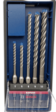 Laden Sie das Bild in den Galerie-Viewer, Bosch blau Hammerbohrer EXPERT SDS plus - 7x Set 5 Kreuzschneide Beton Stein Bohrer 5, 2x6, 8, 10mm SDS , von vorne - PLUS – von Bosch | Werkzeughandel - Feldmann