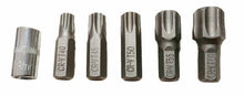 Laden Sie das Bild in den Galerie-Viewer, 5-tlg Torx Bit-Satz CrV T40,T45,T50,T55,T60 +8 mm Stecknuss für 1/4" Ratsche
