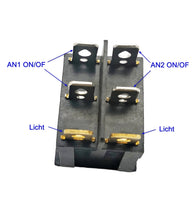 Laden Sie das Bild in den Galerie-Viewer, Doppelschalter KCD8 - 21 AN1 AN2 AUS Licht grün beleuchtet 6 polig Schalter 230 V, 15 A Wippschalter , von unten – von Kraftfeld | Werkzeughandel - Feldmann