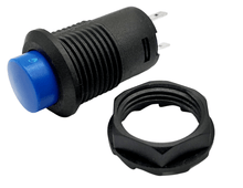 Laden Sie das Bild in den Galerie-Viewer, Druck Knopf Schalter AN AUS, Knopf einrastend, blau, Ø 12,5mm, 2 pin / 2 polig,von vorne – von Kraftfeld | Werkzeughandel - Feldmann