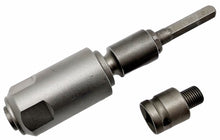 Laden Sie das Bild in den Galerie-Viewer, kompakter HEX 6Kant (10mm) Adapter für kleine 13mm Spann Bohrfutter (Akkuschrauber) und 1/2" (Schlagschrauber) zu SDS Plus Aufnahme Bohrer Meißel HEX 6 Kant auf SDS - Plus L: nur 150mm – von Kraftfeld | Werkzeughandel - Feldmann