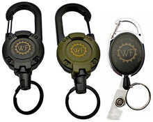 Laden Sie das Bild in den Galerie-Viewer, Leichter Karabiner 65cm ausziehbar, varianten mit Federeinzug für Schlüssel etc – von Kraftfeld | Werkzeughandel - Feldmann