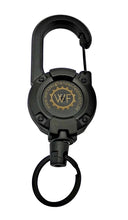 Laden Sie das Bild in den Galerie-Viewer, Leichter Karabiner 65cm ausziehbar, schwarz mit Federeinzug für Schlüssel etc – von Kraftfeld | Werkzeughandel - Feldmann