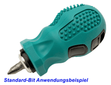 Laden Sie das Bild in den Galerie-Viewer, Schraubendreher 60mm kurz Bithalter Aufnahme Halter Bits Sechskant HEX + 1 Bit angewendet – von Werkzeughandel - Feldmann | Werkzeughandel - Feldmann