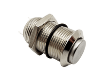 Laden Sie das Bild in den Galerie-Viewer, Vollmetall Druckknopf Metall Schalter einrastend AN AUS, Ø 12mm, 2 pin, 36 V, 2A, IP 67 hinten – von Kraftfeld | Werkzeughandel - Feldmann