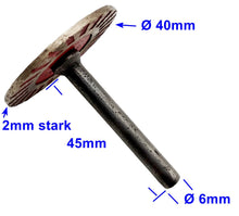 Laden Sie das Bild in den Galerie-Viewer, Diamant Trennscheibe Ø 40 mm für Dremel und Proxxon, technische Daten – Kraftfeld | Werkzeughandel Feldmann
