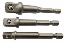 Laden Sie das Bild in den Galerie-Viewer, 3x Stecknuss Adapter Set 1/4&quot; 3/8&quot; 1/2&quot; für Akkuschrauber Sechskant Bit Aufnahme
