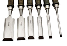 Laden Sie das Bild in den Galerie-Viewer, 6 tlg Premium Stechbeitel Set, Details 6,12,19,25,32,38 L:280 mm f Holz,Stemmeisen Meisel – von Kraftfeld | Werkzeughandel - Feldmann
