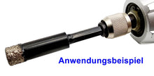 Laden Sie das Bild in den Galerie-Viewer, 5-teiliges Diamant-Trockenbohrer-Set mit ¼&quot; Sechskant für Keramik, Fliesen, Anwendung – Kraftfeld | Werkzeughandel Feldmann
