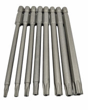 Laden Sie das Bild in den Galerie-Viewer, 8tlg Bit Set S2 Stahl 100mm Torx T , von vorne, von Kraftfeld, Werkzeughandel Feldmann
