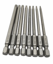 Laden Sie das Bild in den Galerie-Viewer, 8tlg Bit Set S2 Stahl 100mm Torx T , von vorne, von Kraftfeld, Werkzeughandel Feldmann
