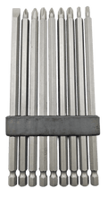 Laden Sie das Bild in den Galerie-Viewer, 9tlg Bit Set lang 150mm Torx: T 15,T 20, Kreuz: PZ1,2,3,PH1,PH2,PH3,Schlitz: 7mm – von Kraftfeld | Werkzeughandel - Feldmann
