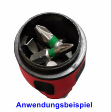 Laden Sie das Bild in den Galerie-Viewer, Multifunktions Handgriff 140mm für 1,2&quot; Sägeblätter &amp; Bithalter verriegelbar, abknickbar, 150g, Stauraum für Bits
