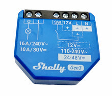 Laden Sie das Bild in den Galerie-Viewer, Shelly 1 Gen3 WLAN Relais Schalter 16A potentialfrei Frontansicht Anschlussklemmen