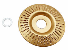 Laden Sie das Bild in den Galerie-Viewer, Holz Schleifteller Raspelscheibe Ø100mm 22,23mm Aufnahme-Bohrung und 16mm Adapter Topfscheibe Bohrung Winkelschleifer