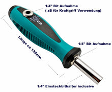 Laden Sie das Bild in den Galerie-Viewer, 2-Wege Bit-Schraubendreher incl 60 mm Bithalter – Kraftdreher mit 1/4" Aufnahme