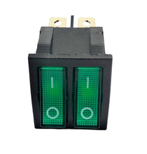 Laden Sie das Bild in den Galerie-Viewer, Doppelschalter KCD8 - 21 AN1 AN2 AUS Licht grün beleuchtet 6 polig Schalter 230 V, 15 A Wippschalter , von vonre  – von Kraftfeld | Werkzeughandel - Feldmann
