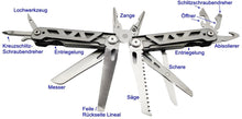 Laden Sie das Bild in den Galerie-Viewer, großes Premium Multi Tool Zange,Messer,Schraubendreher,Säge,Feile,Schere,Öffner – von Kraftfeld | Werkzeughandel - Feldmann
