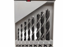 Laden Sie das Bild in den Galerie-Viewer, Holzbohrer Satz 8 tlg 3-10 mm , von oben, von Kraftfeld, Werkzeughandel Feldmann
