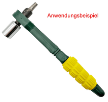 Laden Sie das Bild in den Galerie-Viewer, kompakte Mini Doppelratsche Knarre Umschaltknarre 1/4&quot;Zoll für Stecknuss + HEX 1/4&quot; Sechskant Bit Aufnahme – von Kraftfeld | Werkzeughandel - Feldmann
