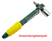 Laden Sie das Bild in den Galerie-Viewer, kompakte Mini Doppelratsche Knarre Umschaltknarre 1/4&quot;Zoll für Stecknuss + HEX 1/4&quot; Sechskant Bit Aufnahme – von Kraftfeld | Werkzeughandel - Feldmann
