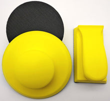 Laden Sie das Bild in den Galerie-Viewer, Kraftfeld Schleifklotz Ø 125 mm oder Ø 150 mm oder 135x70 mm oder 125x80mm flexibler weicher PU Schleifschwamm Handschleifblock Schleifteller für standard Klettpapier – von Kraftfeld | Werkzeughandel - Feldmann
