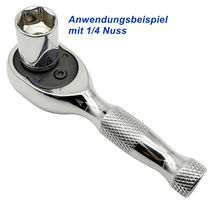 Laden Sie das Bild in den Galerie-Viewer, robuste Kraftfeld Mini Ratsche Knarre Umschaltknarre aus CRV 1/4 &quot; Zoll mit Umschalter + Entriegelungsknopf für die Stecknuss – von Kraftfeld | Werkzeughandel - Feldmann
