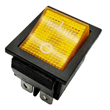 Laden Sie das Bild in den Galerie-Viewer, Schalter KCD4 AN1 AUS, gelb - orange, beleuchtet, 4 pin / 4 polig, 250 V, 16 A / 125V, 20A, von oben Werkzeughandel - Feldmann
