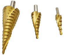 Laden Sie das Bild in den Galerie-Viewer, Titan Profi Stufenbohrer Set 4-32mm Details- Kraftfeld - Werkzeughandel Feldmann
