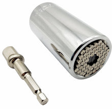 Laden Sie das Bild in den Galerie-Viewer, Universal Nuss Steckschlüssel 3/8&quot; / 7 - 19mm oder 1/2&quot; / 11 - 32 mm + HEX Adapter für Akkuschrauber / Ratsche / Bit Schraubendreher – von Kraftfeld | Werkzeughandel - Feldmann
