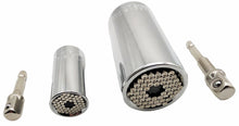 Laden Sie das Bild in den Galerie-Viewer, Universal Nuss Steckschlüssel 3/8&quot; /  7-19mm oder 1/2&quot; / 11-32 mm + HEX Adapter für Akkuschrauber / Ratsche / Bit Schraubendreher
