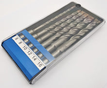 Laden Sie das Bild in den Galerie-Viewer, HM Kreuzschneide Hammerbohrer Set 6x Doppelwendel Beton Stein Bohrer 6-16 mm Box