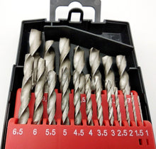 Laden Sie das Bild in den Galerie-Viewer, HSS - G Metallbohrer Set 19 tlg 1 - 10 mm Präzision Spiral Bohrer geschliffen in Box – von Kraftfeld | Werkzeughandel - Feldmann
