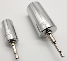 Laden Sie das Bild in den Galerie-Viewer, Universal Nuss Steckschlüssel 3/8&quot; / 7 - 19mm oder 1/2&quot; / 11 - 32 mm + HEX Adapter für Akkuschrauber / Ratsche / Bit Schraubendreher – von Kraftfeld | Werkzeughandel - Feldmann
