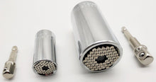 Laden Sie das Bild in den Galerie-Viewer, Universal Nuss Steckschlüssel 3/8&quot; / 7 - 19mm oder 1/2&quot; / 11 - 32 mm + HEX Adapter für Akkuschrauber / Ratsche / Bit Schraubendreher – von Kraftfeld | Werkzeughandel - Feldmann
